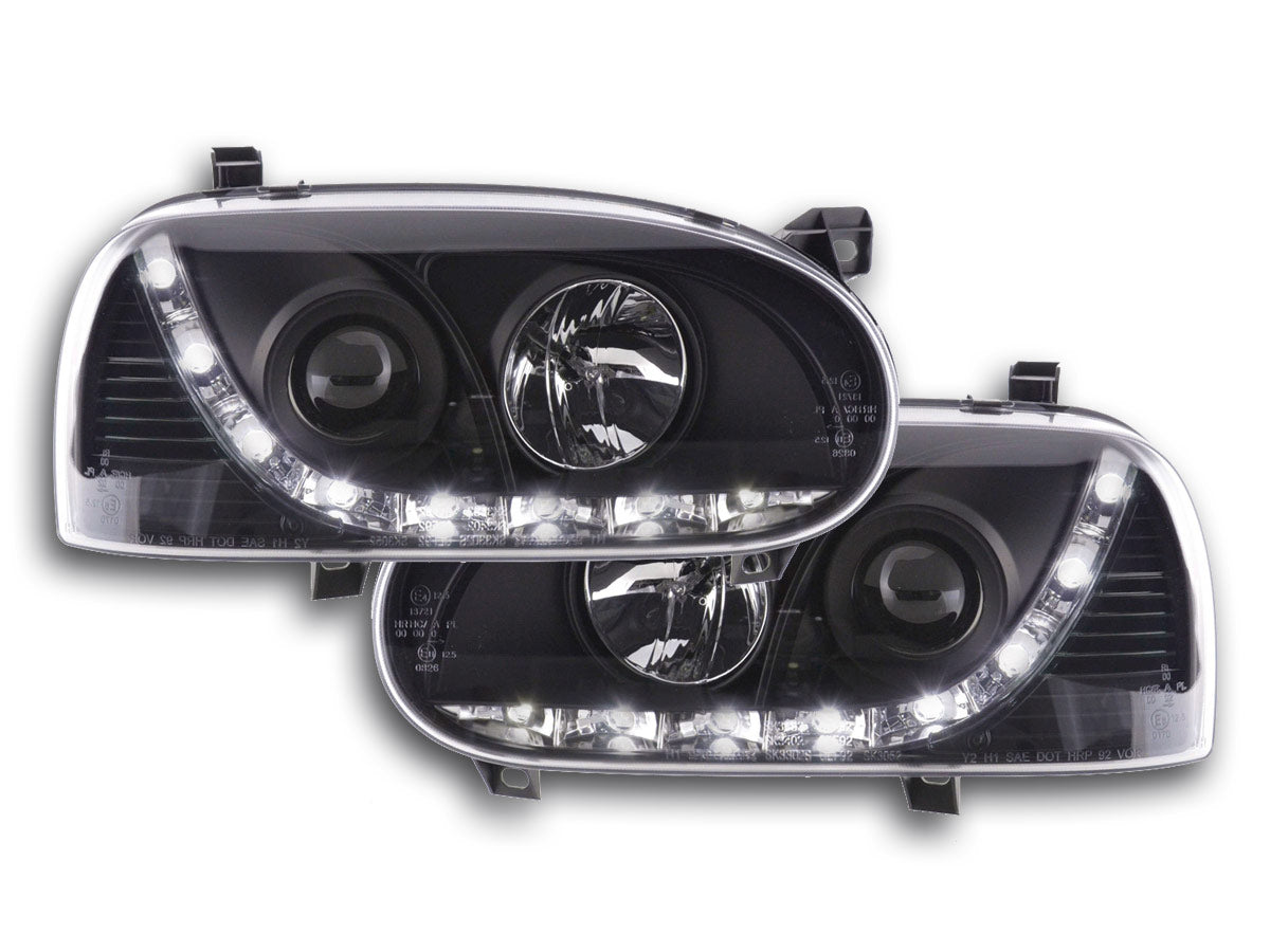Scheinwerfer Set Daylight LED TFL-Optik VW Golf 5 Typ 1K 03-08 schwarz Scheinwerfer Set Daylight LED TFL-Optik VW Golf 5 Typ 1K 03-08 schwarz